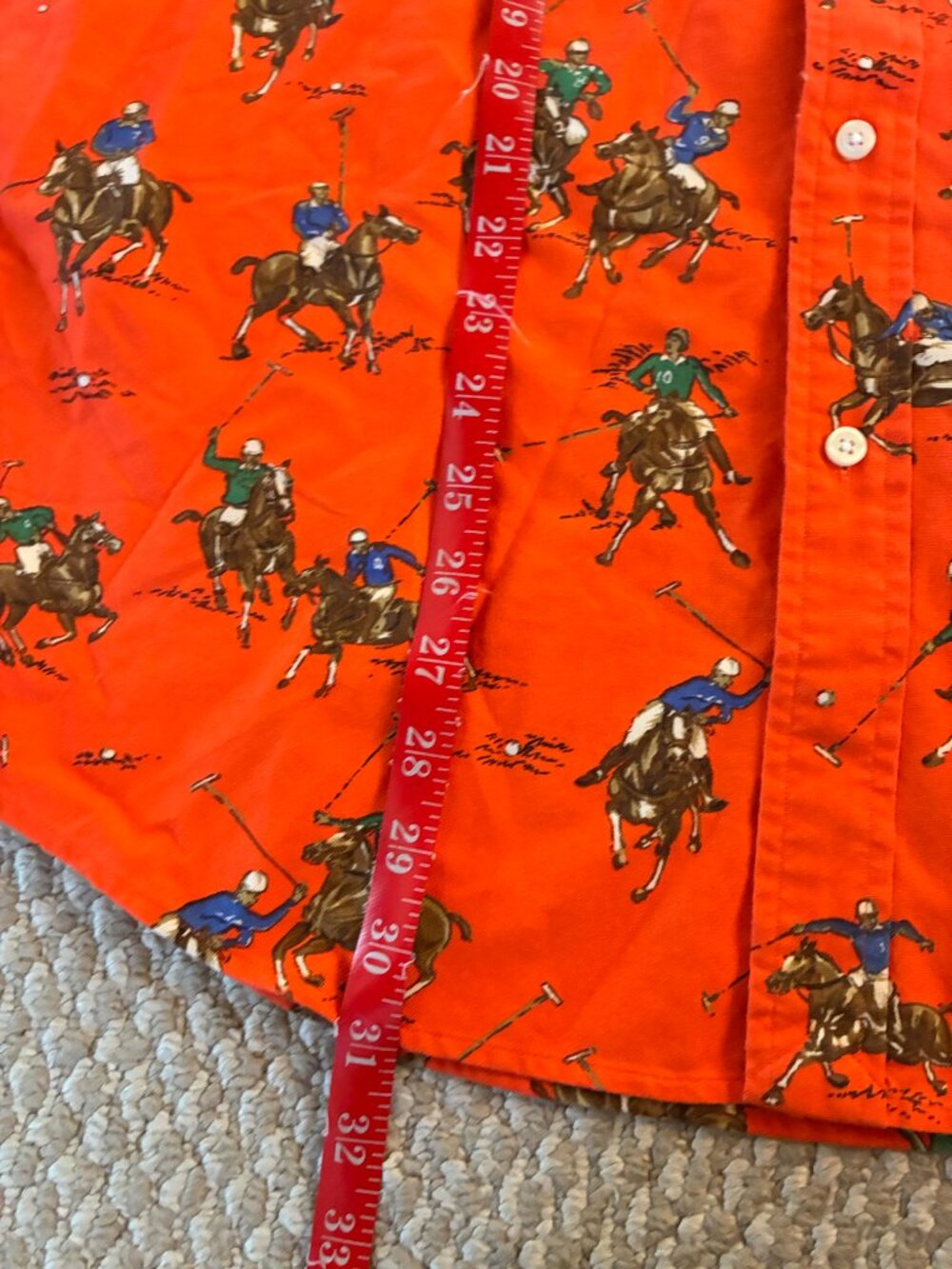 Polo Ralph Lauren Classic Fit Polo Match Oxford Shirt L Orange All Over Print - Picture 6 of 7